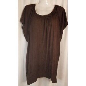 Isabella Rodriguez Women's Top Brown Cap Sleeve Hemline Band Size 2X